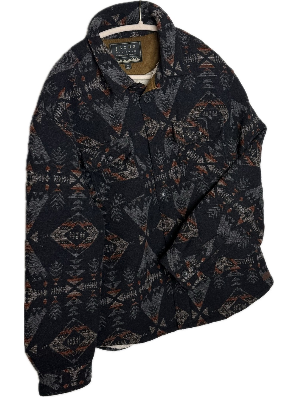 JACHS New York Men’s XL Aztec Sherpa Lined Wool Blend Shirt Jacket Shacket